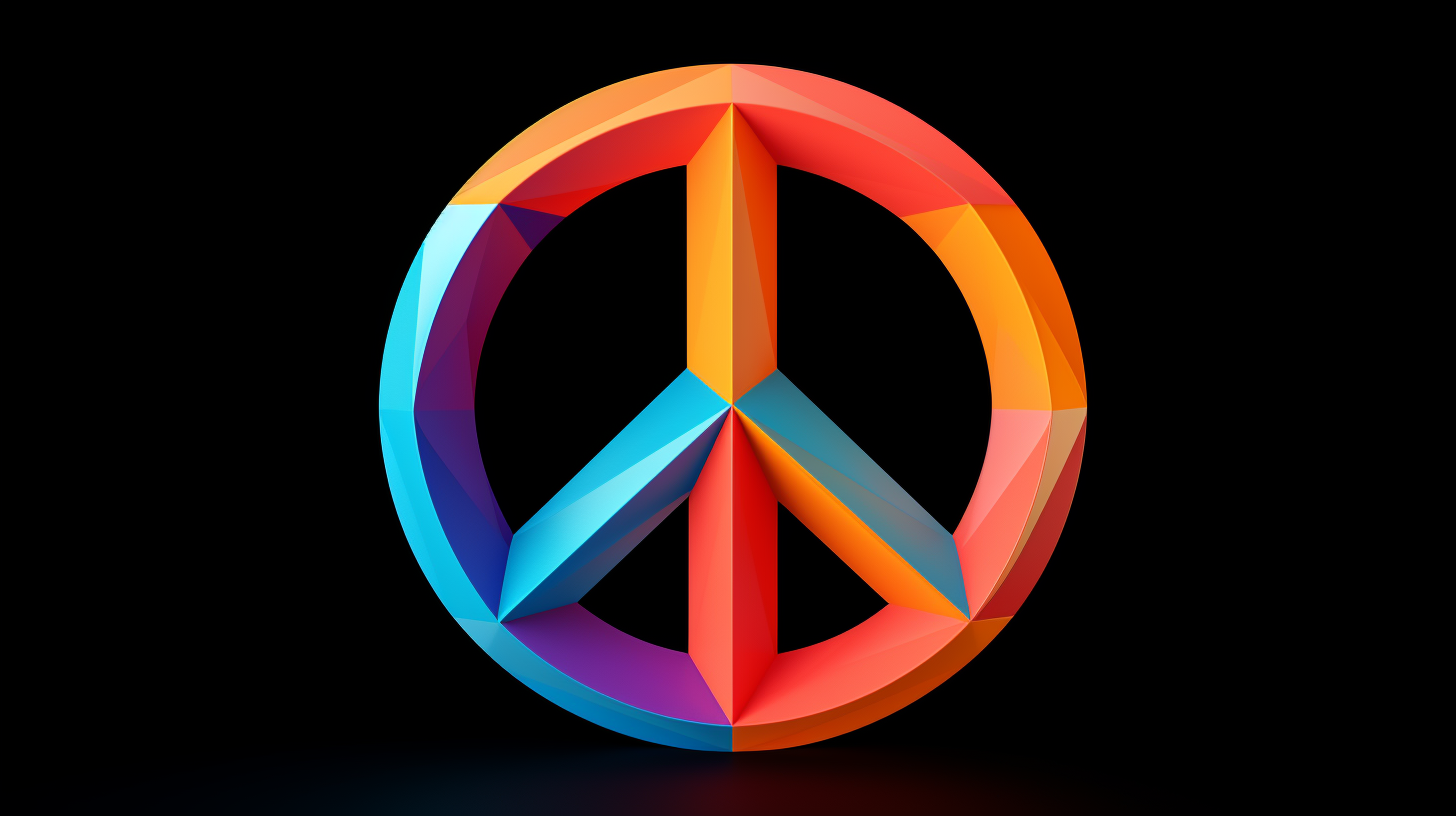 A colorful peace symbol was generated using MidJourney.