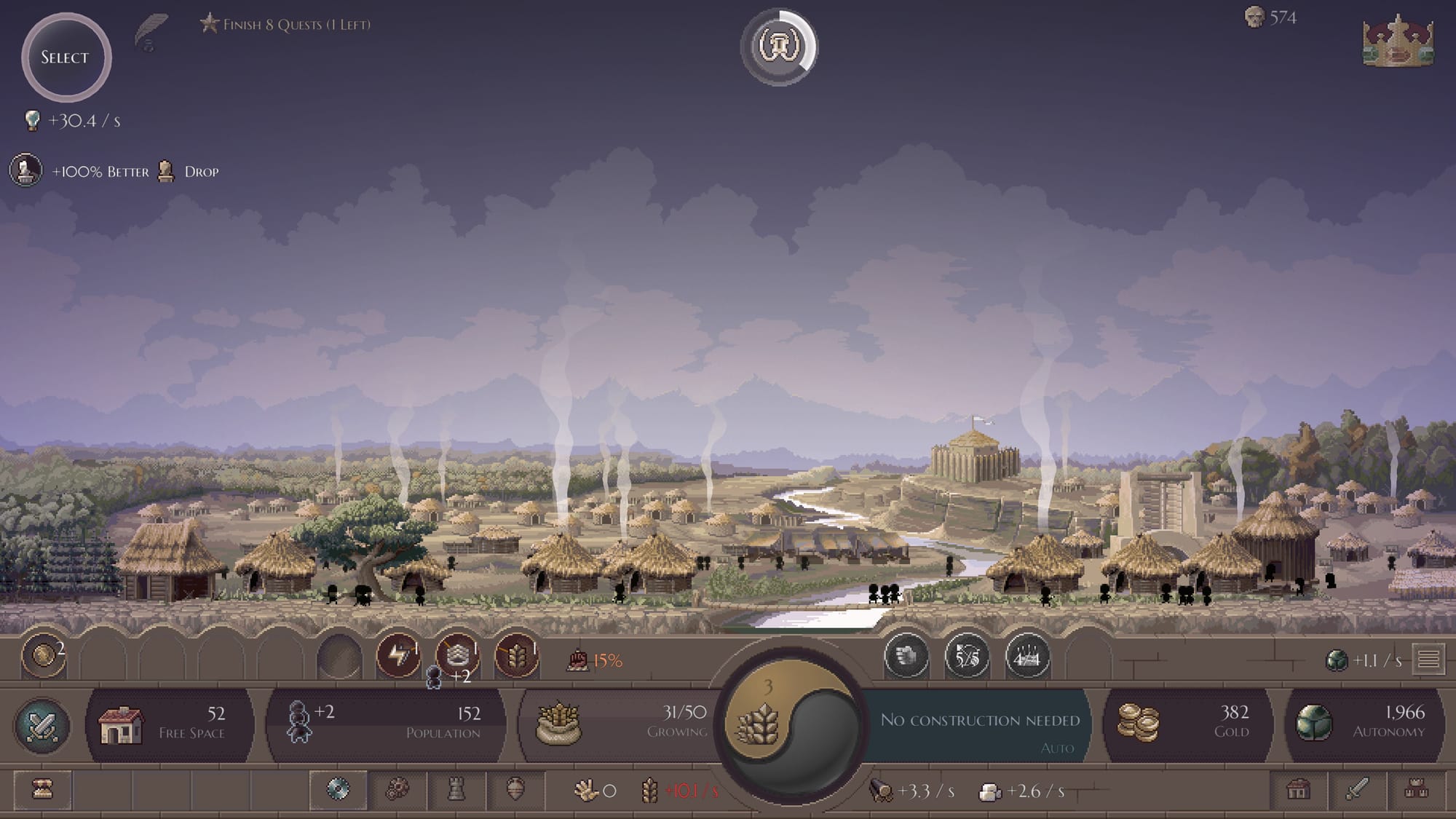 A screenshot of early gameplay in Microcivilization.
