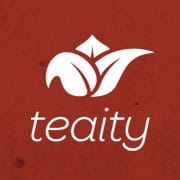 Teaity's logo on a background